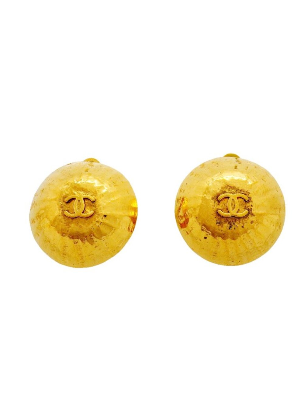 Chanel Earrings Vintage CC Logo Round Circle Gold Plated